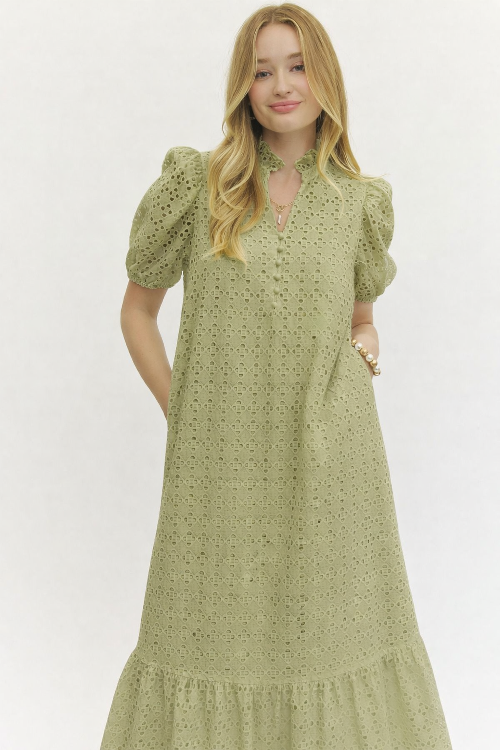 Holland Puff Sleeve Midi Dress