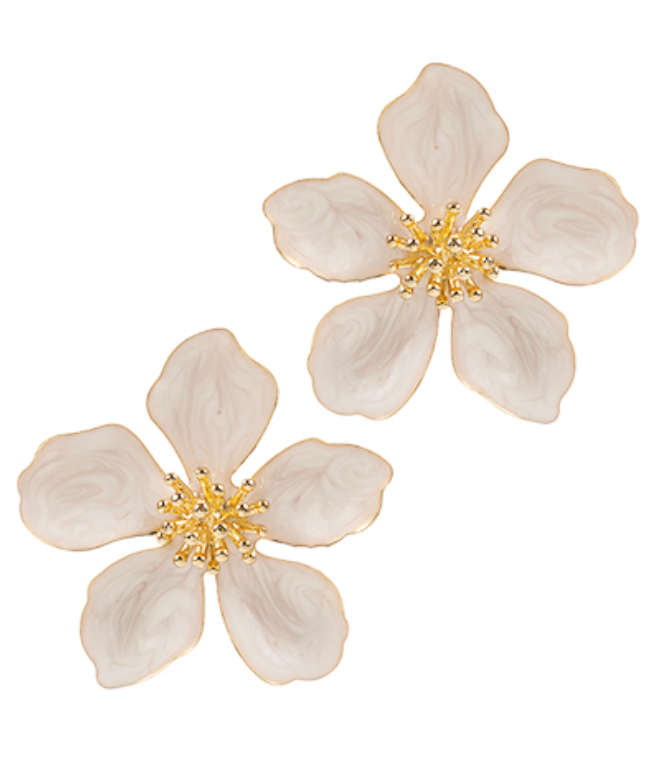 Elodie Flower Pearlized Enamel Earrings