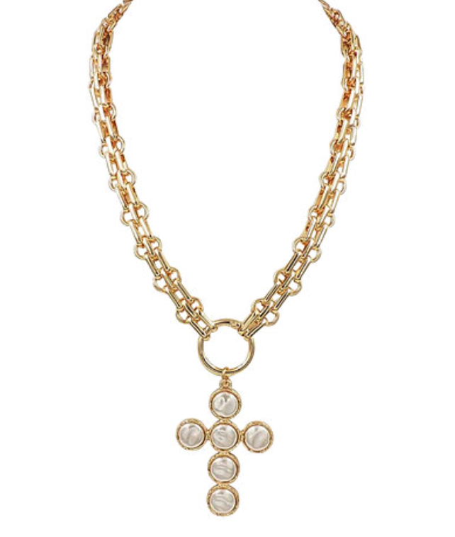 Cross & Watch Band Style Necklace