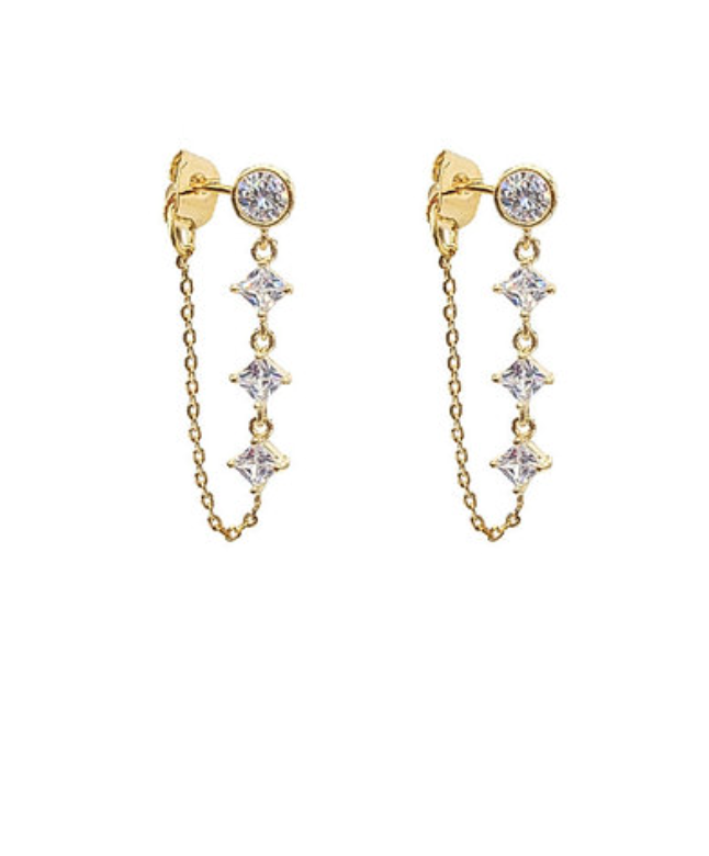 Gemstone Chain Drop Earrings