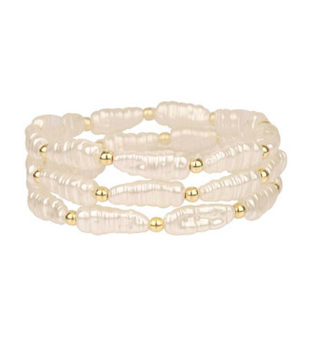 Maya 3 Row Baroque Pearl Bracelet