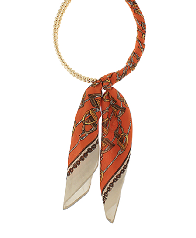 Silk Scarf Wrapped Collar Necklace