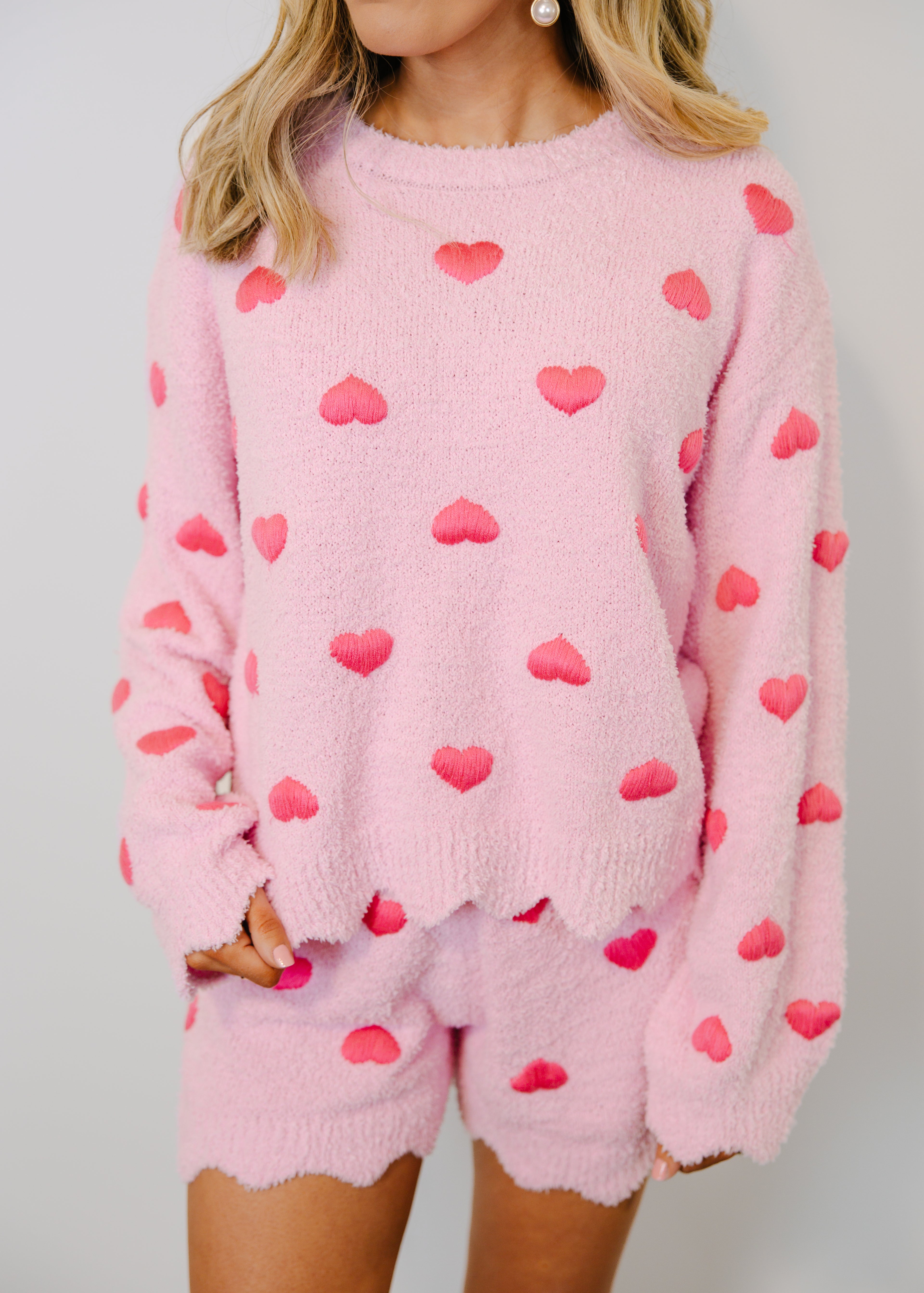 Pink Heart Jacquard Lounge Set