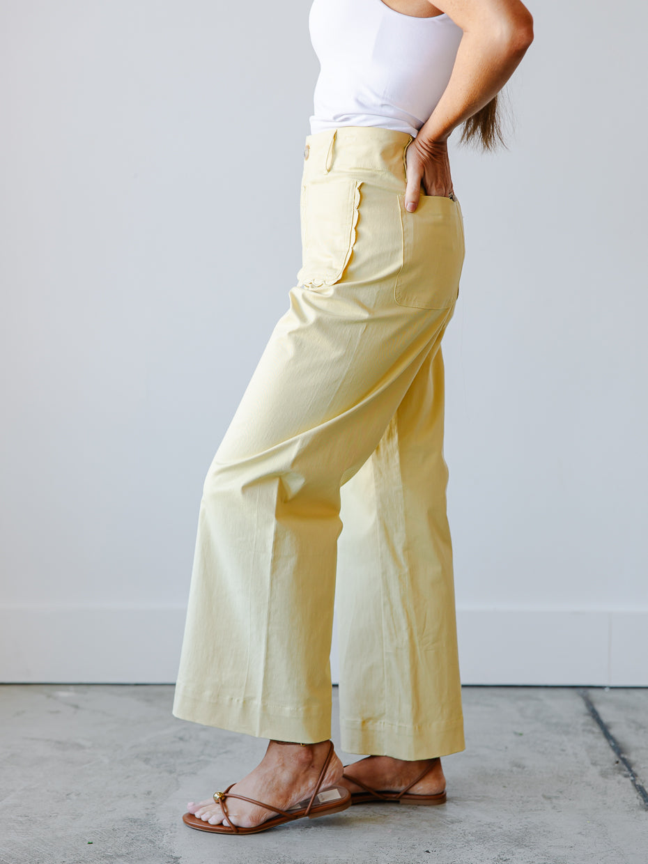 Clara High-Rise Scallop Pocket Pants