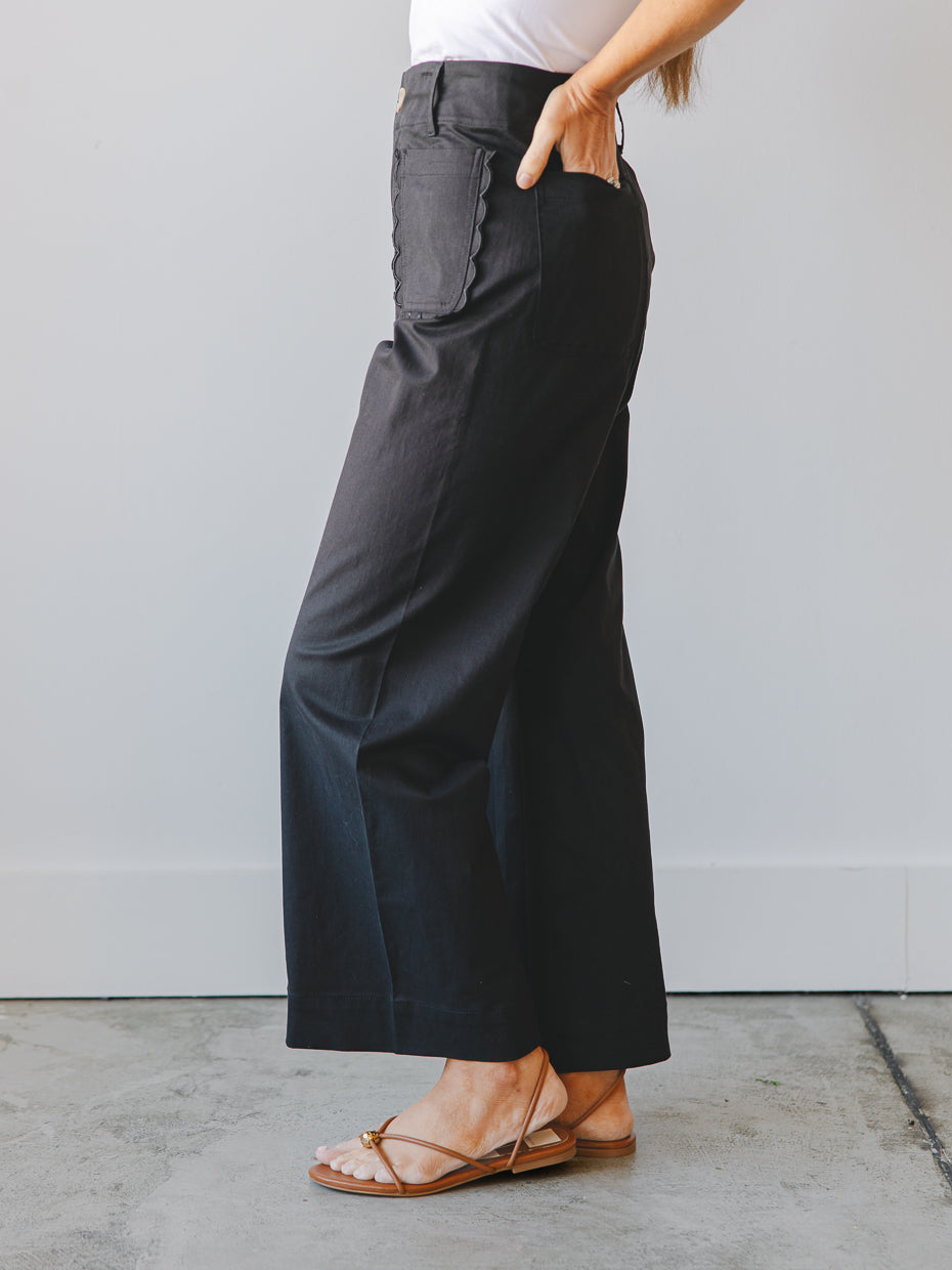 Clara High-Rise Scallop Pocket Pants