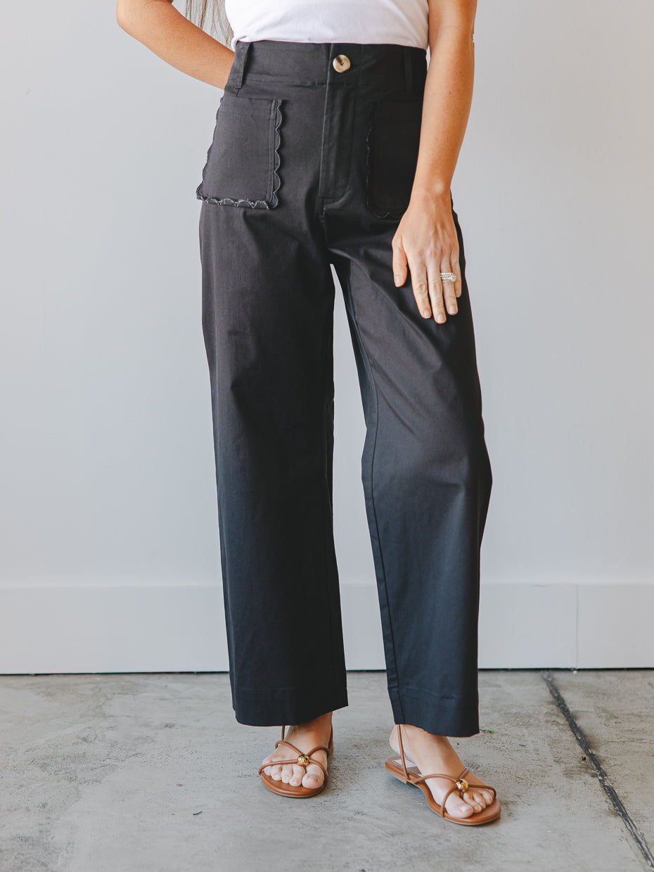 Clara High-Rise Scallop Pocket Pants