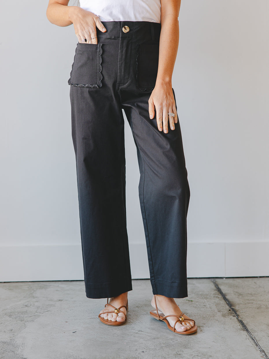 Clara High-Rise Scallop Pocket Pants