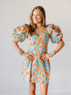 Indigo Floral Mini Dress