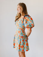 Indigo Floral Mini Dress