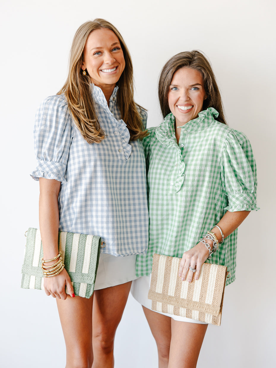 Natalia Gingham Ruffle Blouse