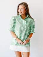 Natalia Gingham Ruffle Blouse