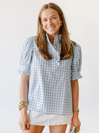 Natalia Gingham Ruffle Blouse