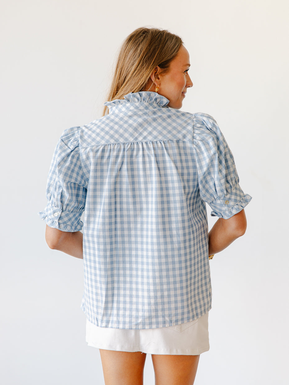 Natalia Gingham Ruffle Blouse
