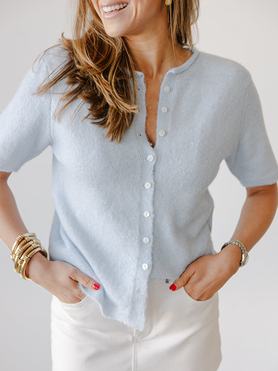 Short Sleeve Button Cardigan