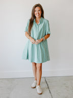 Elora Stripe Collared Swing Mini Dress