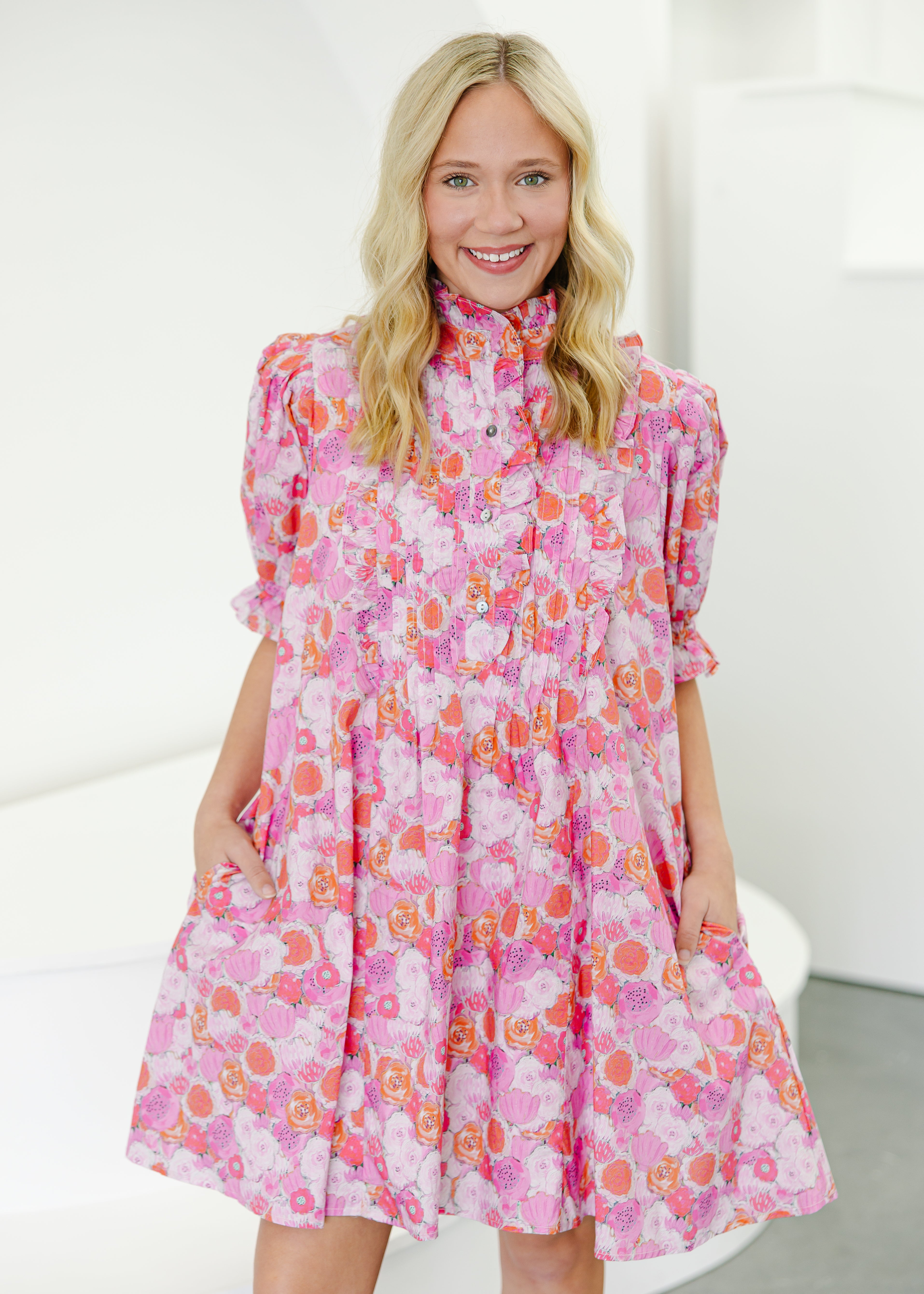Hazel Ruffle Detail Floral Mini Dress