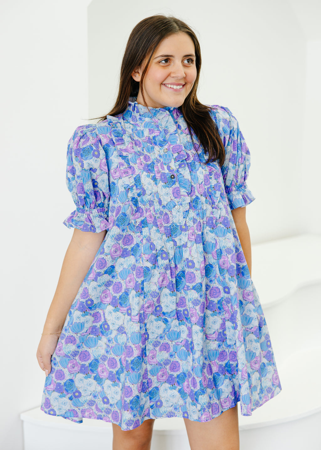 Hazel Ruffle Detail Floral Mini Dress