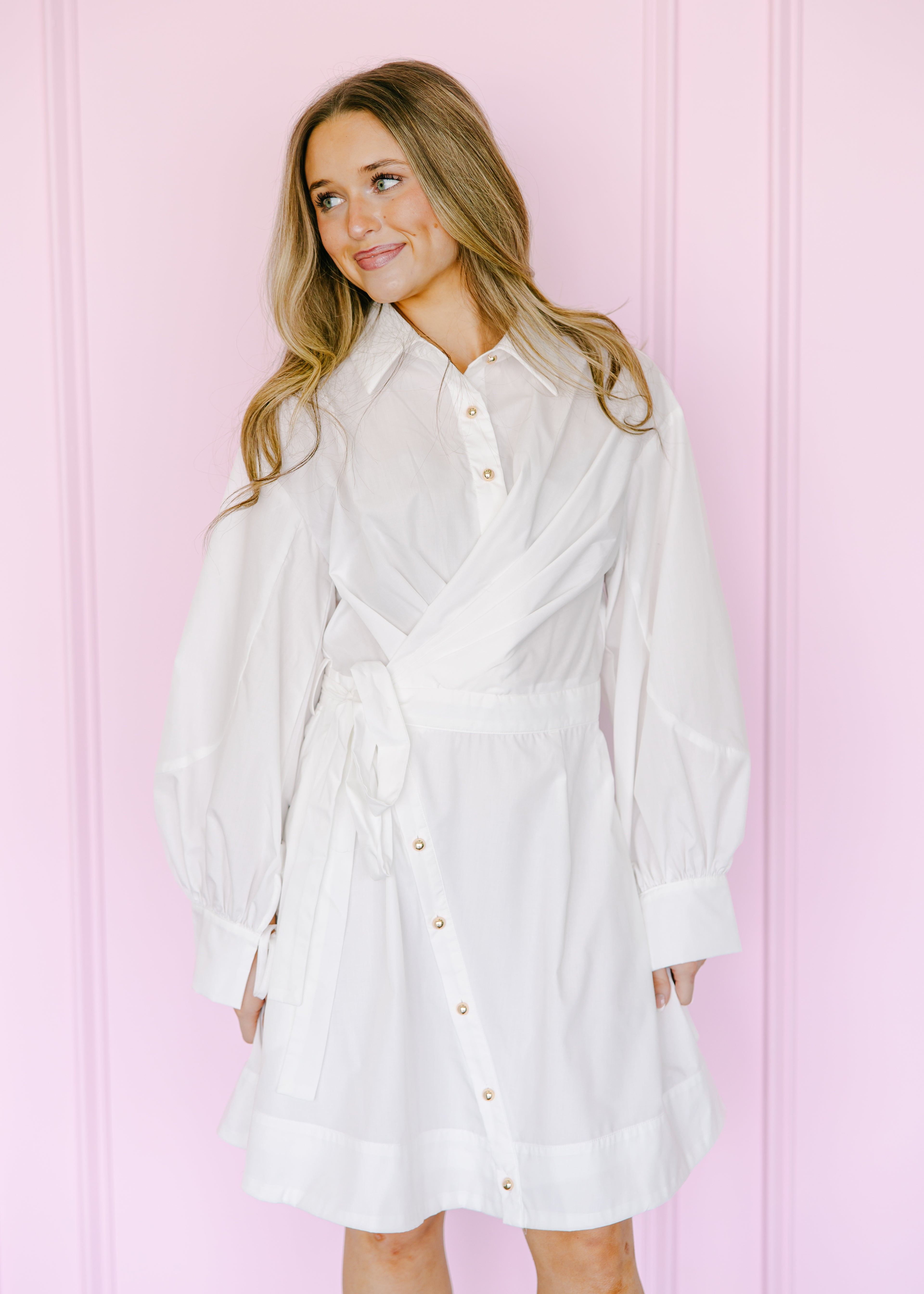 Dahlia Wrap Front Shirt Mini Dress