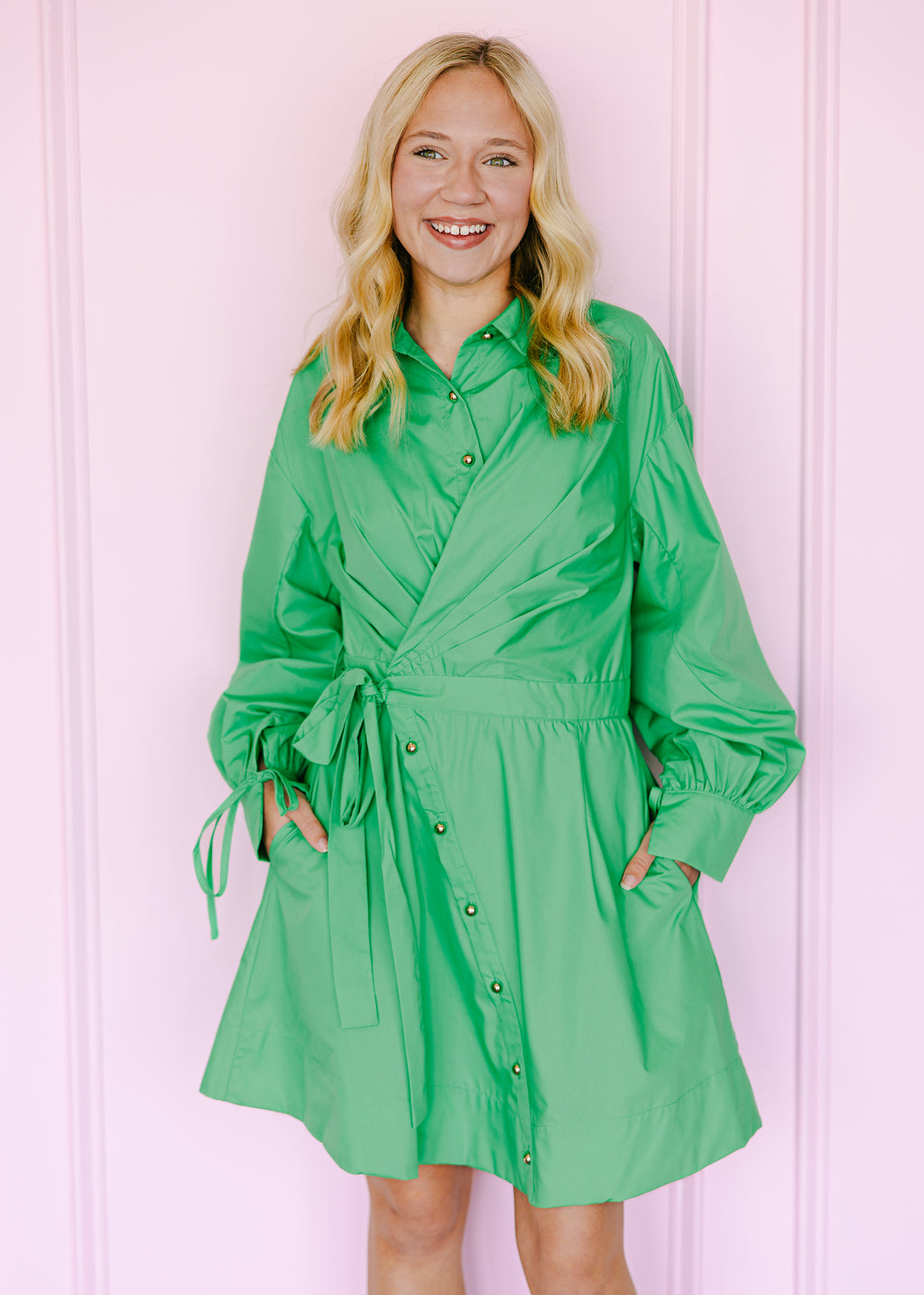 Dahlia Wrap Front Shirt Mini Dress