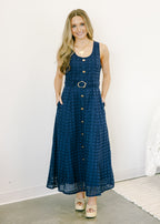 Giselle Belted Button Front Midi Dress