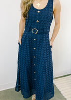 Giselle Belted Button Front Midi Dress