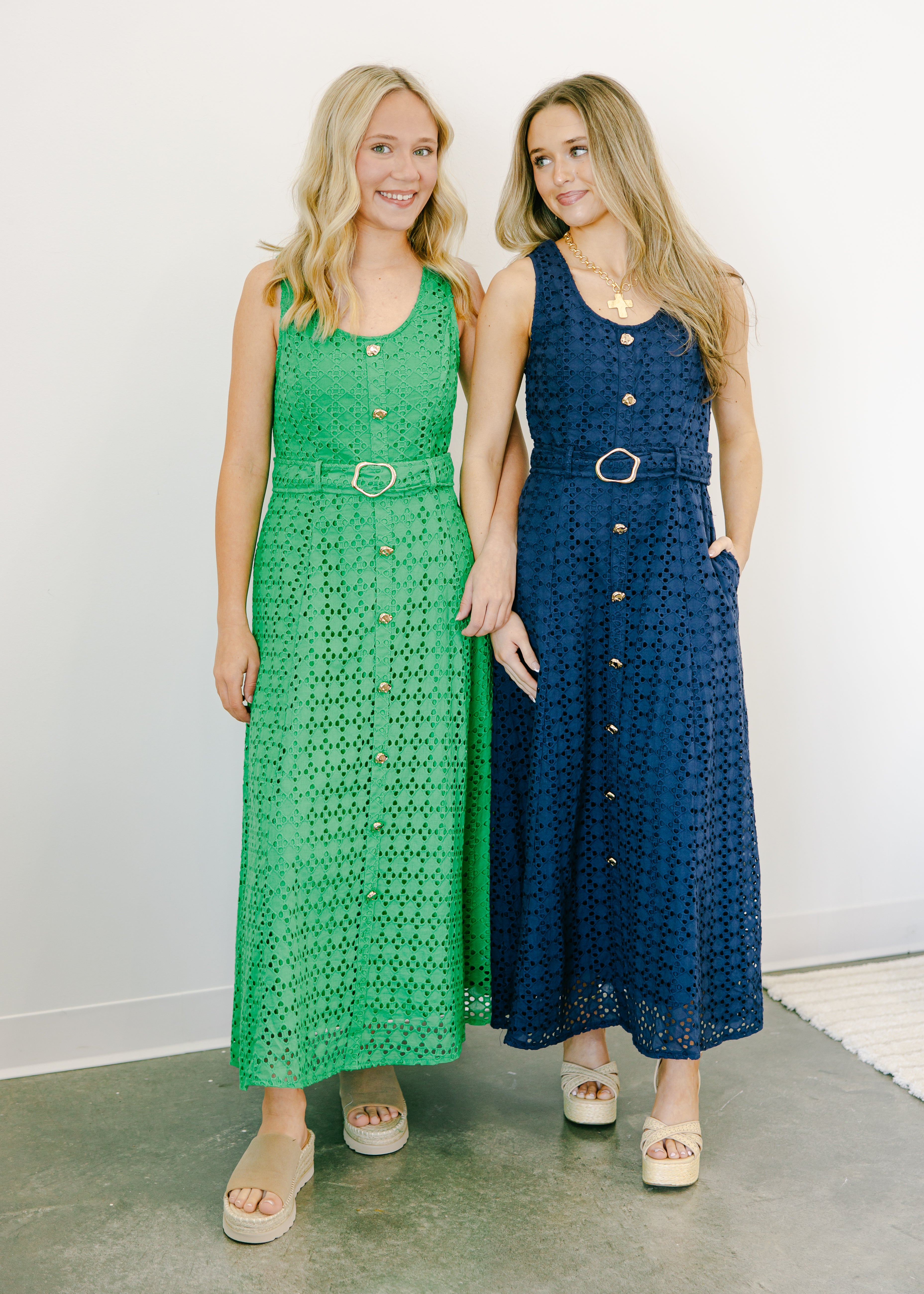 Giselle Belted Button Front Midi Dress