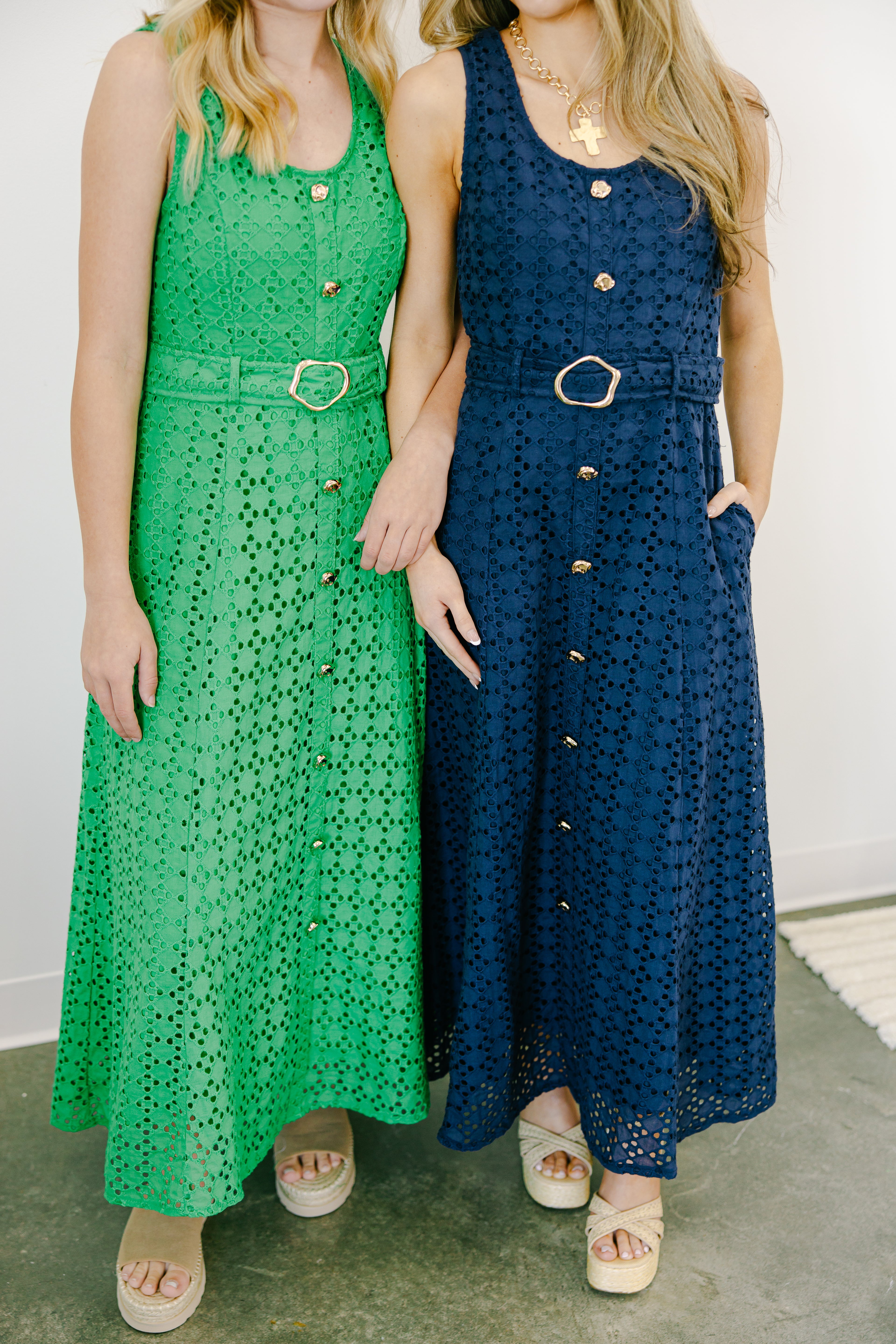 Giselle Belted Button Front Midi Dress