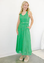 Giselle Belted Button Front Midi Dress