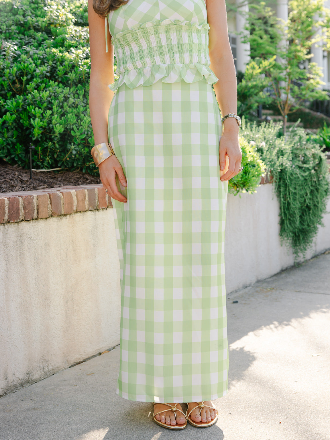 Kaila Gingham Top and Midi Skirt Set