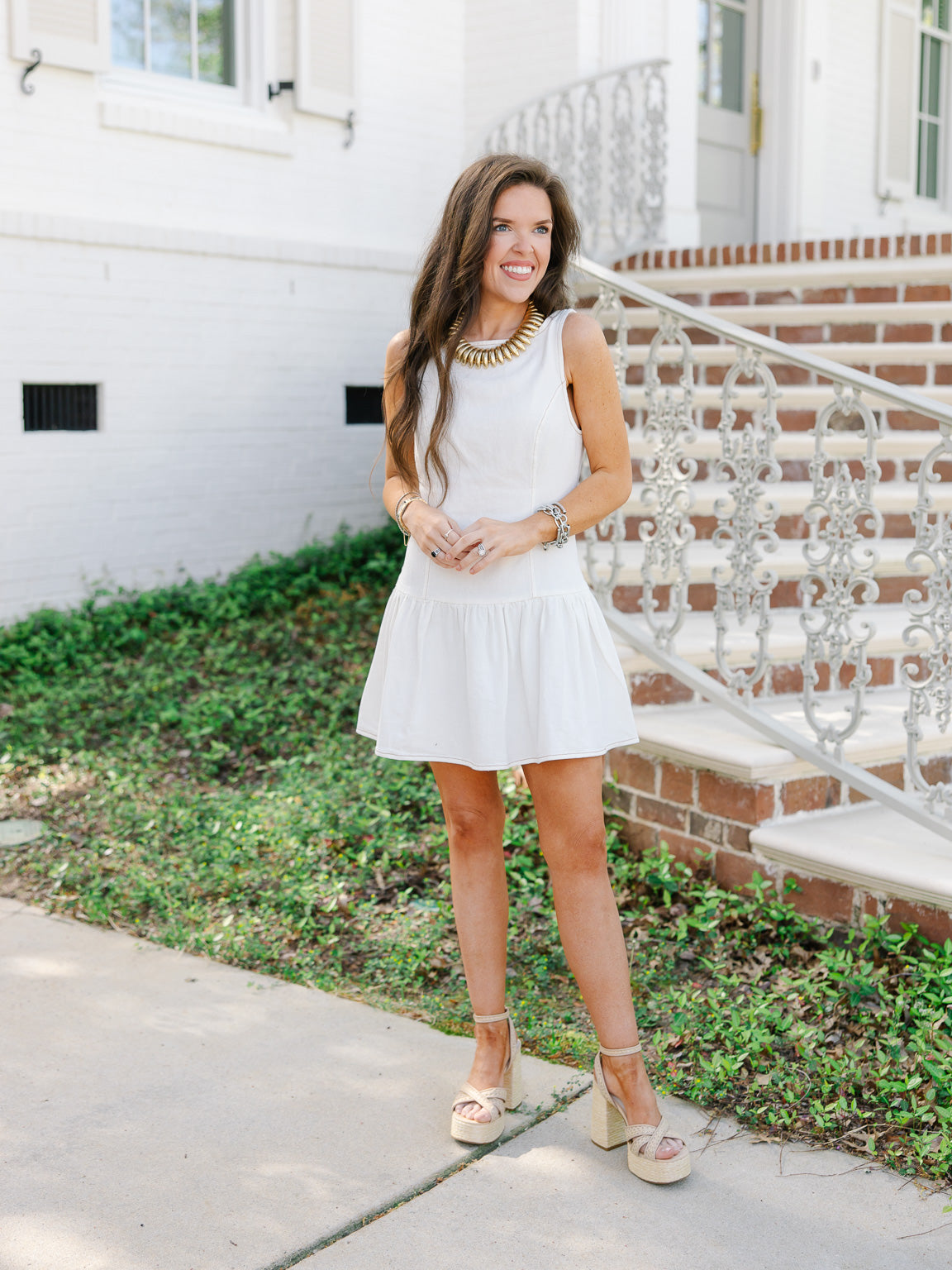 Ella Boat Neck Denim Dress