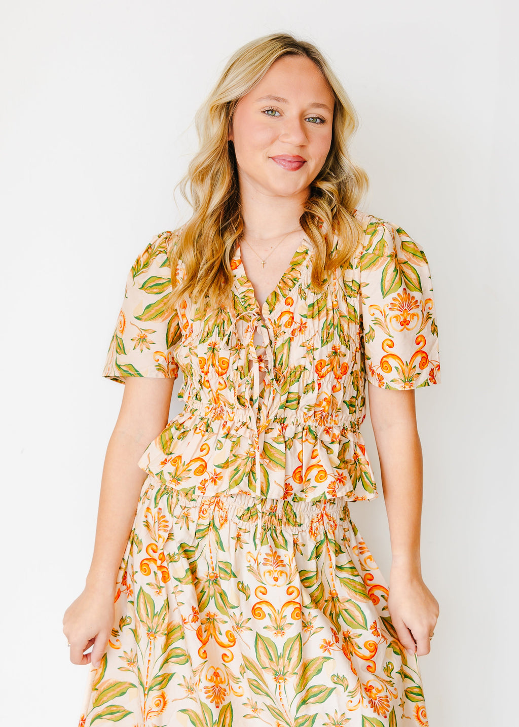 Talia Floral Tie-Front Top