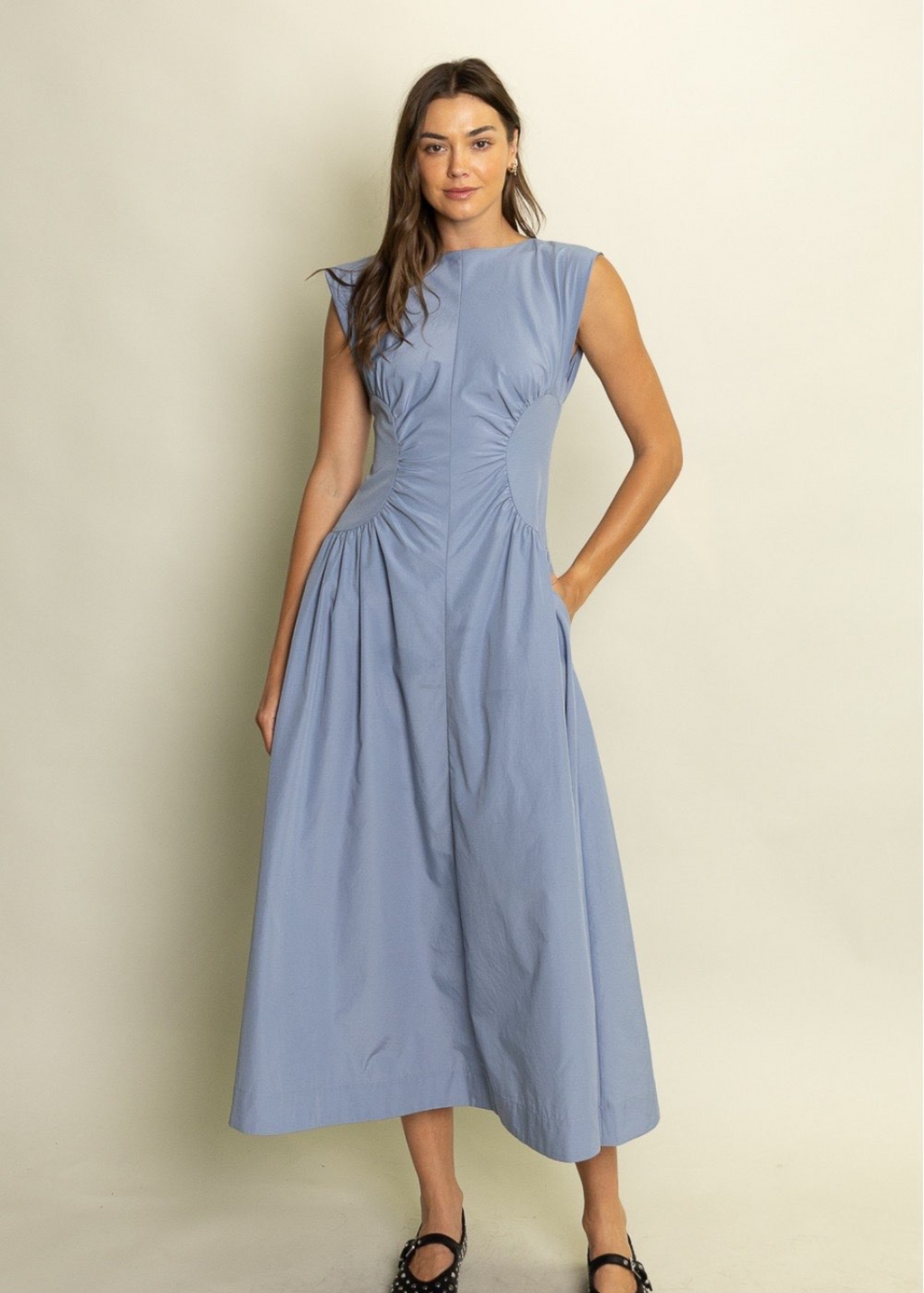 Mabel Ruched Midi Dress