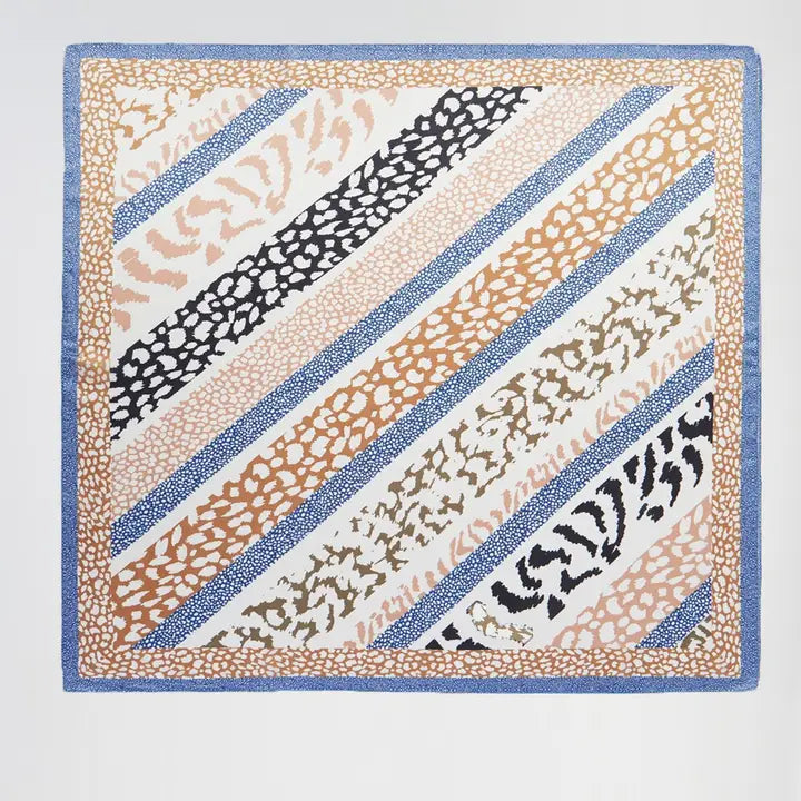 Striped Animal Print Square Bandana Scarf