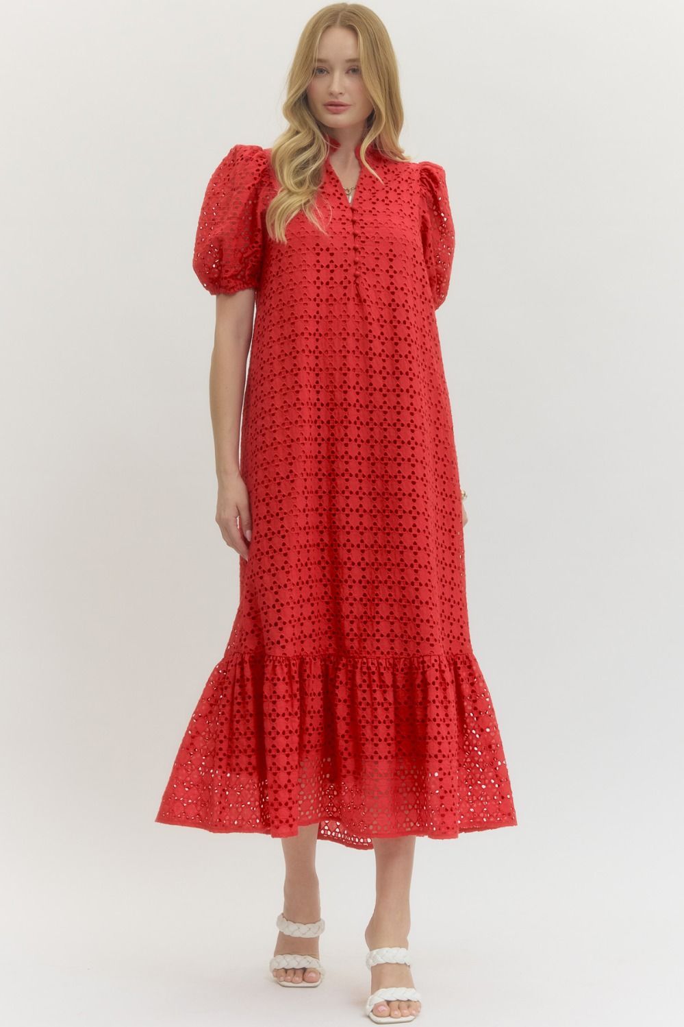 Holland Puff Sleeve Midi Dress