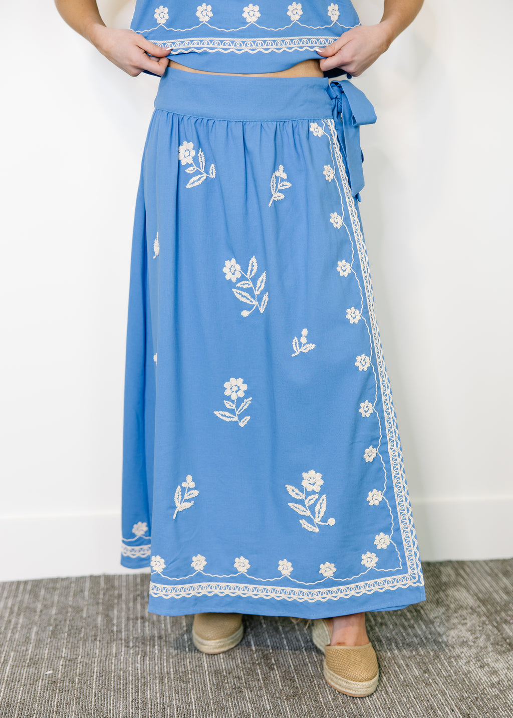 Liora Embroidered Midi Skirt Set