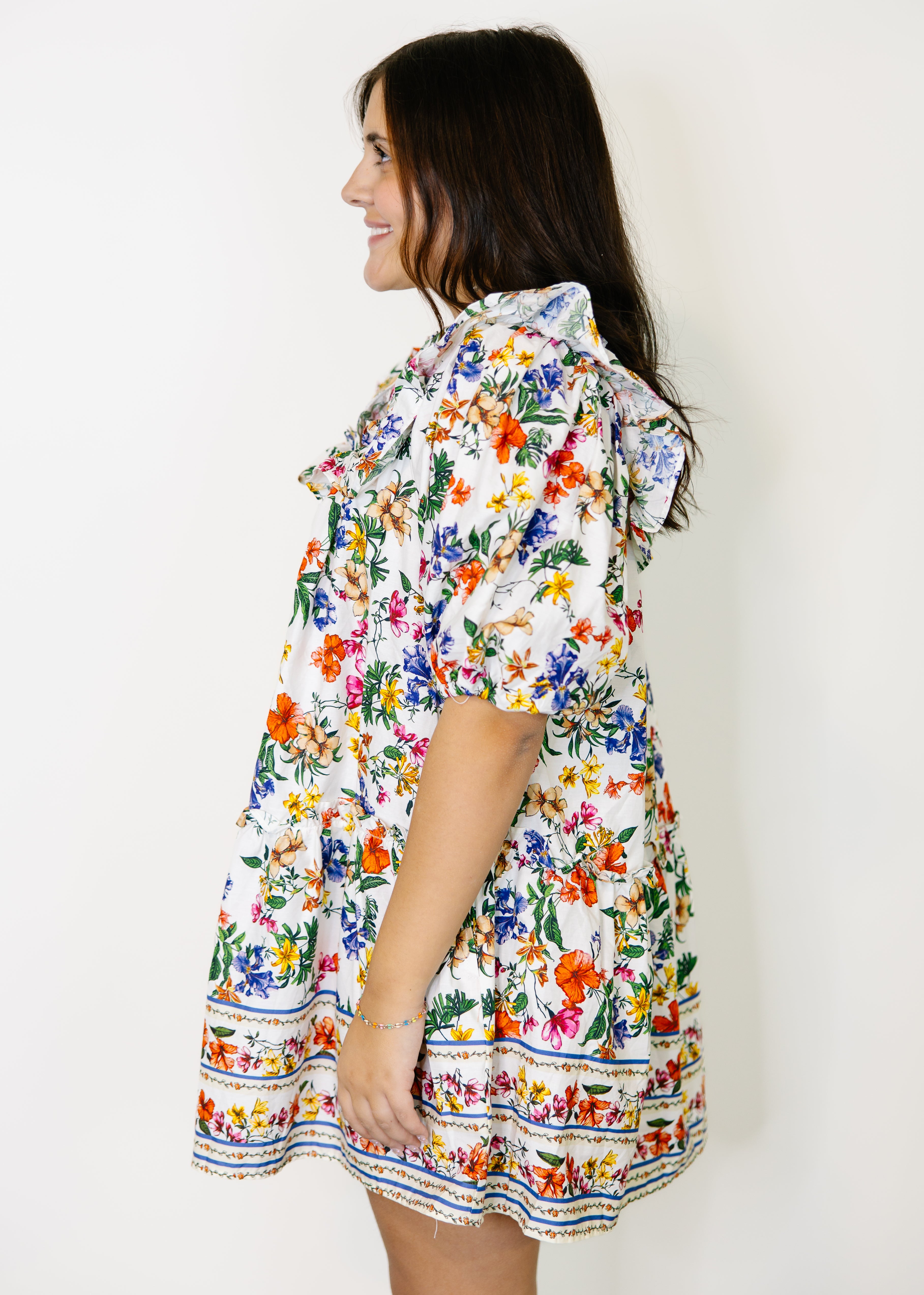 Elyse Floral Ruffle Yoke Mini Dress