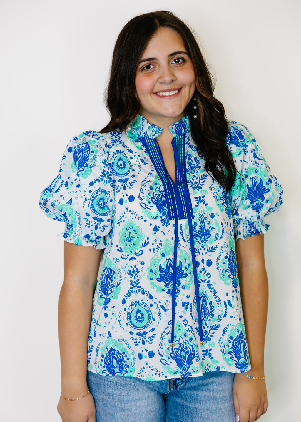 Lauren Printed Puff Sleeve Blouse