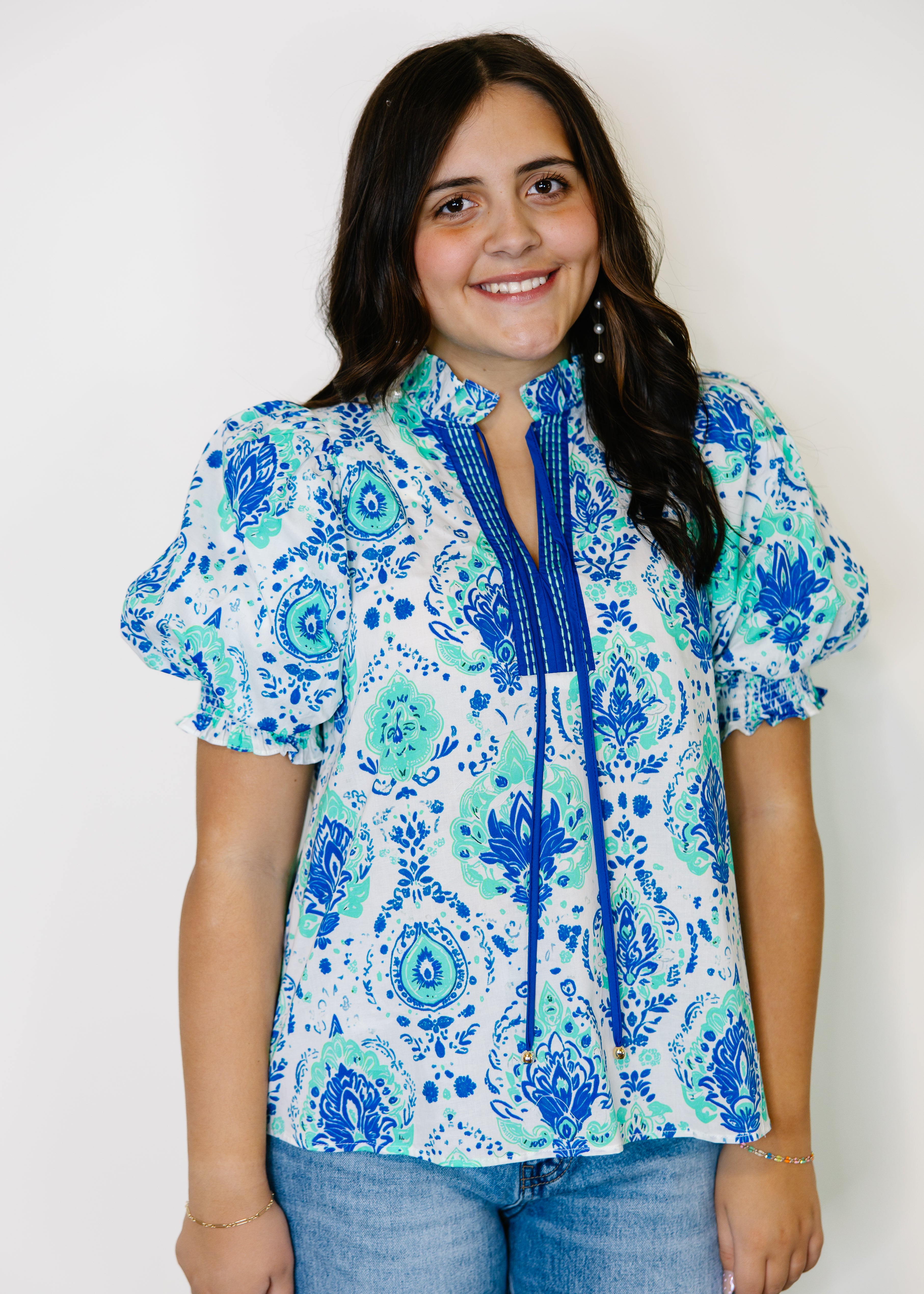 Lauren Printed Puff Sleeve Blouse