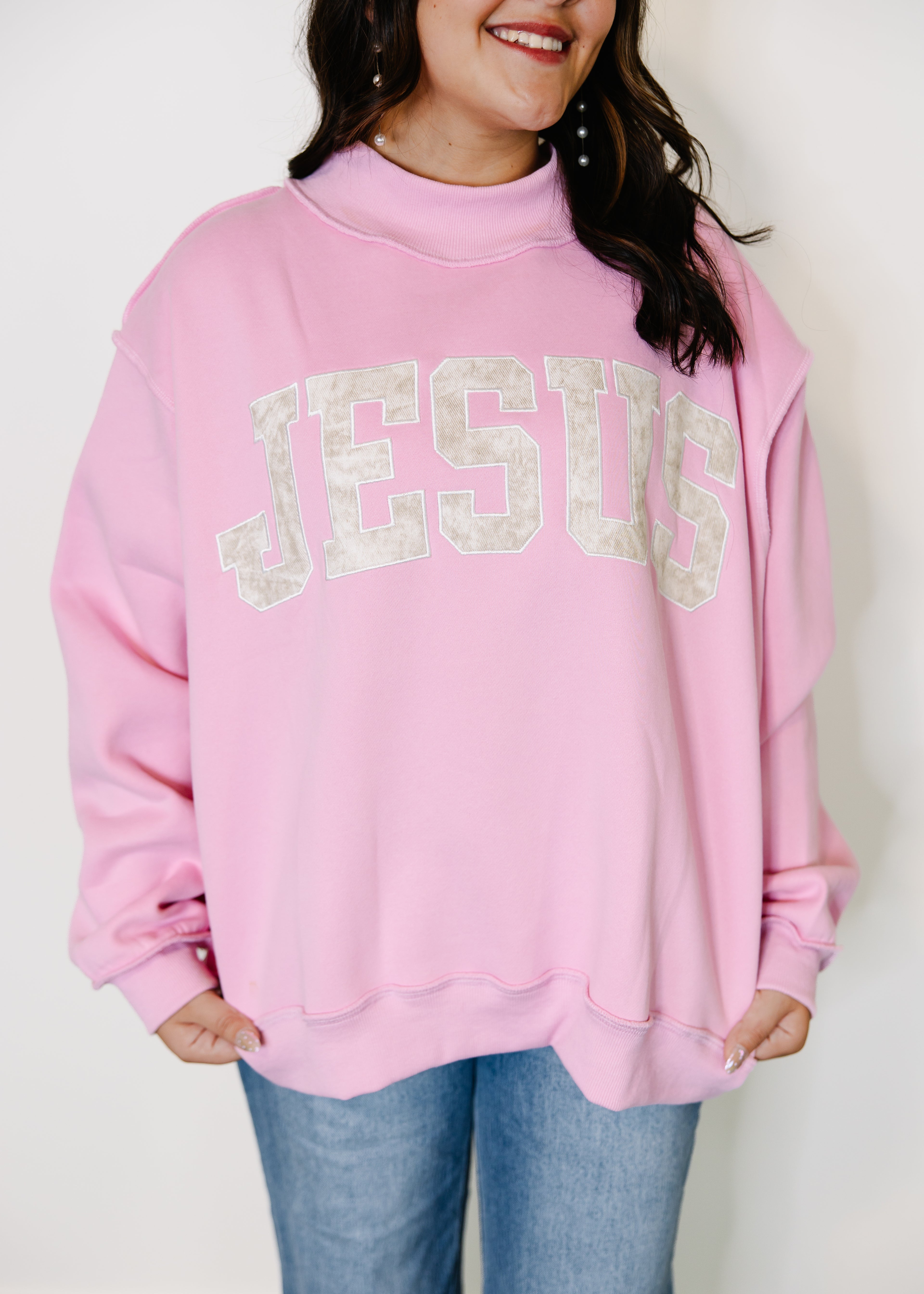 Jesus Camo Embroidered Mock Neck