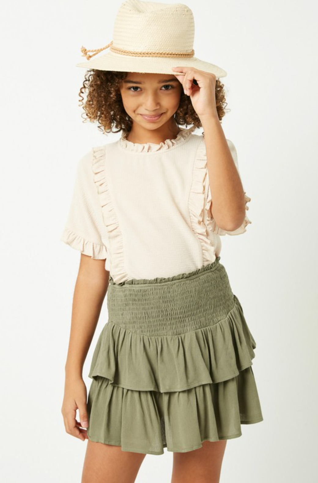 Tween Smocked Ruffle Skirt