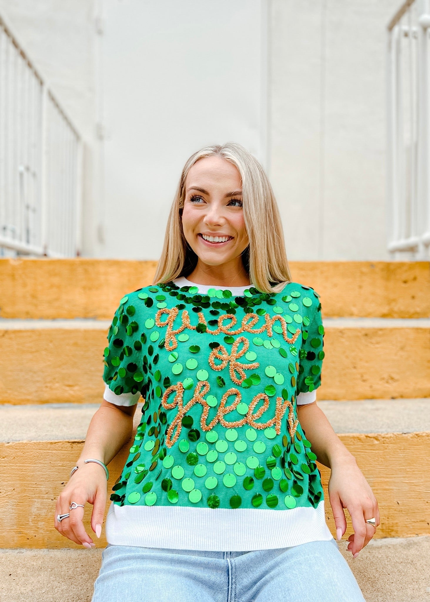 Queen Of Green Paillette Sweater