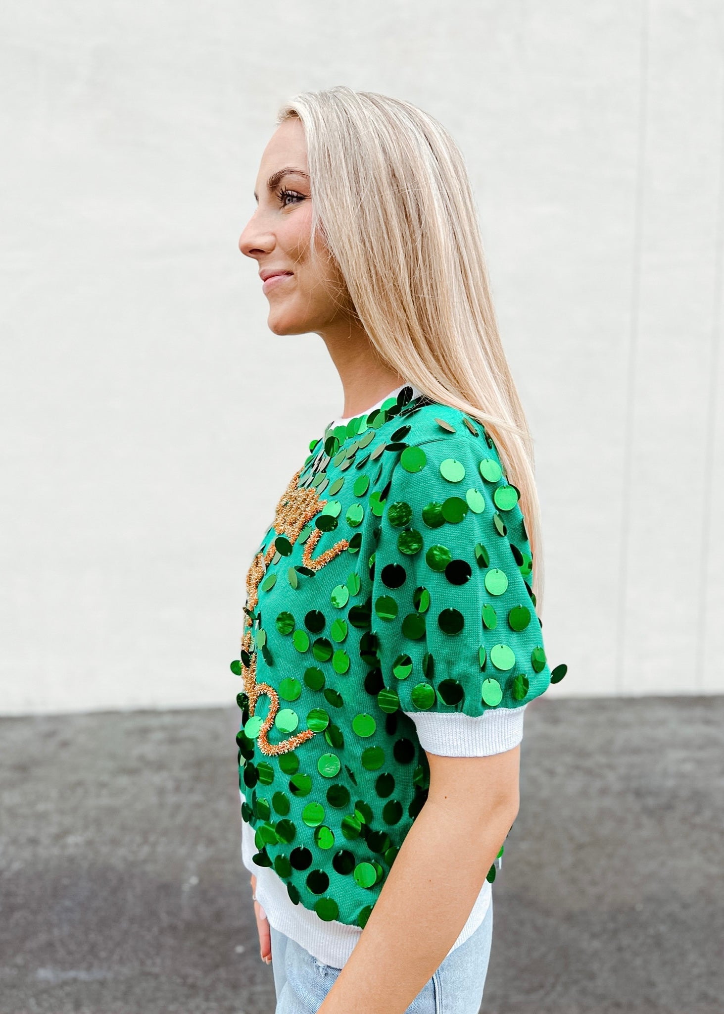 Queen Of Green Paillette Sweater