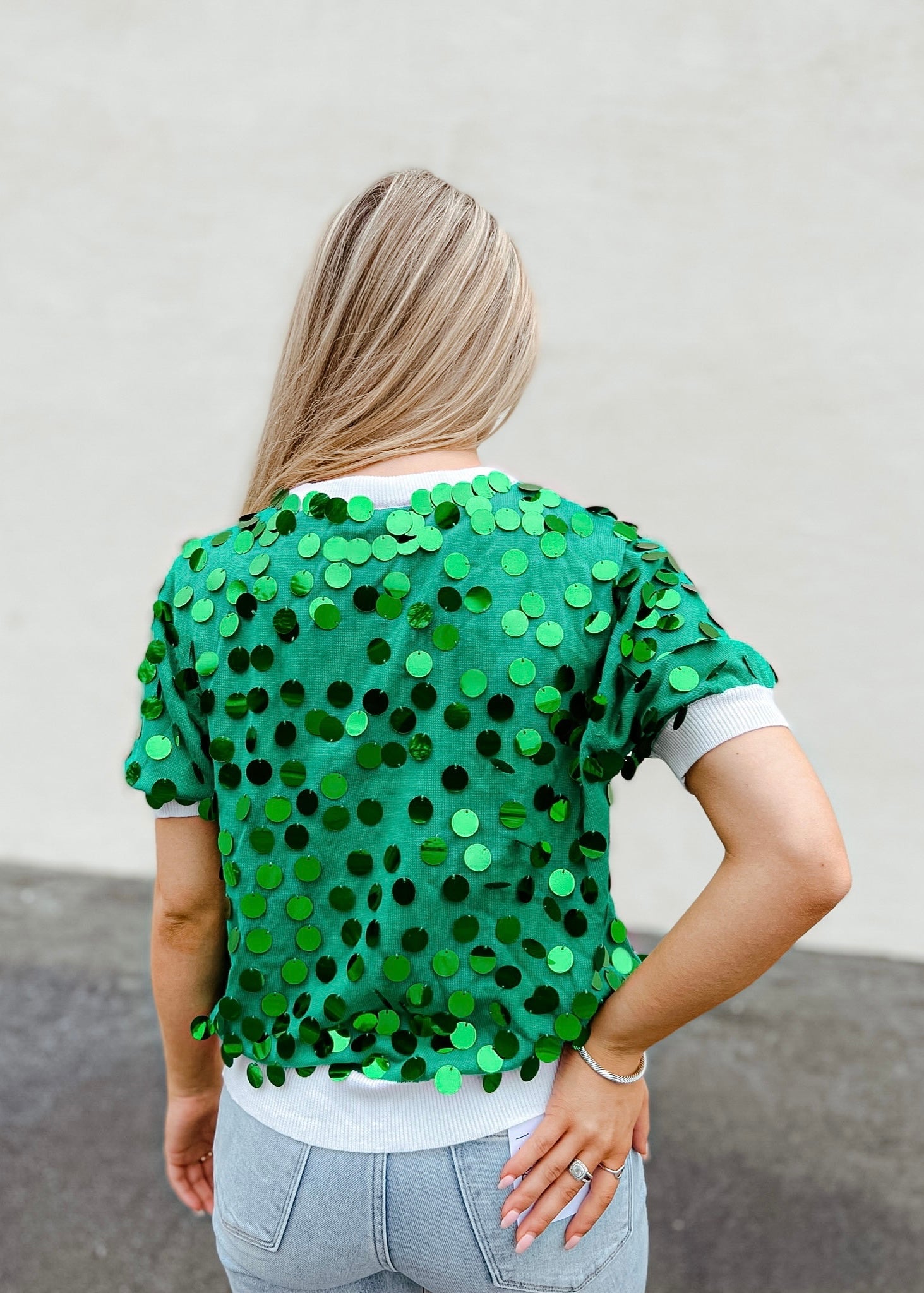 Queen Of Green Paillette Sweater